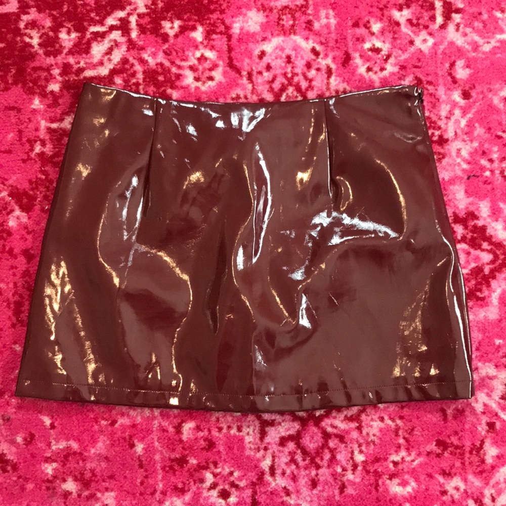 Forever 21 Plus Burgundy Patent Leather Mini Skirt